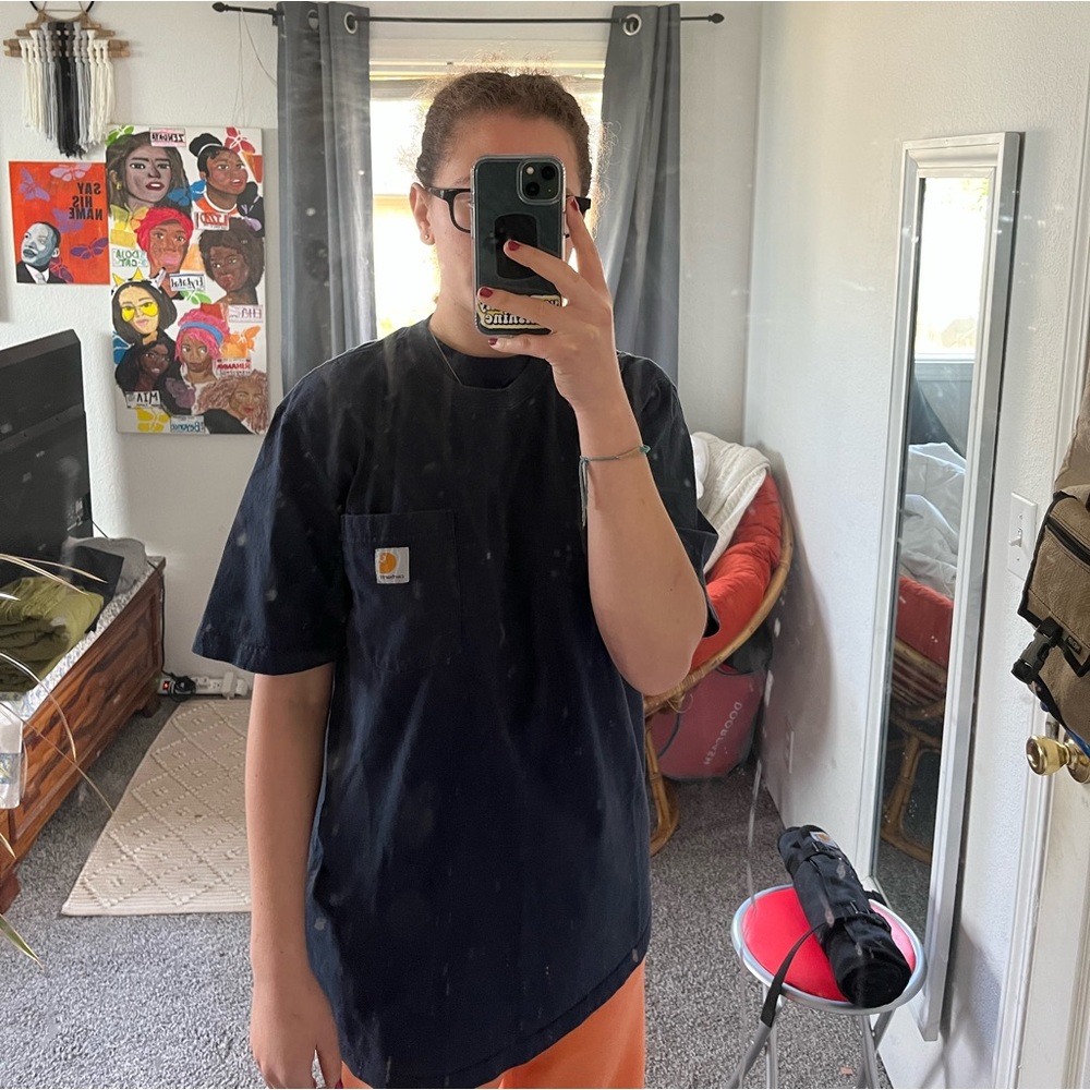Carharrt Original Fit Navy Blue Cotton Short Sleeve Tee Shirt